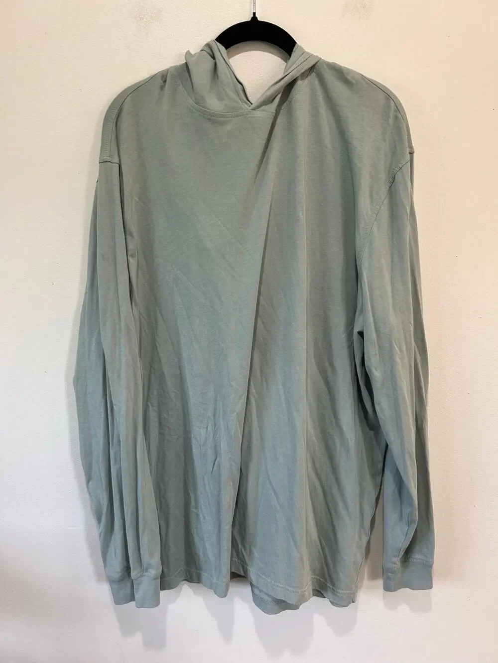 J. Crew long sleeve hooded t shirt mens XL light green some stains